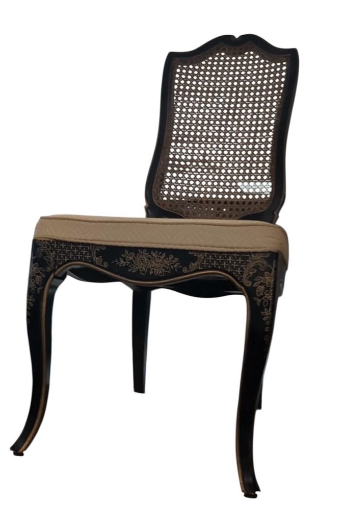 Lacquered Chinoiserie Cane Back Chair