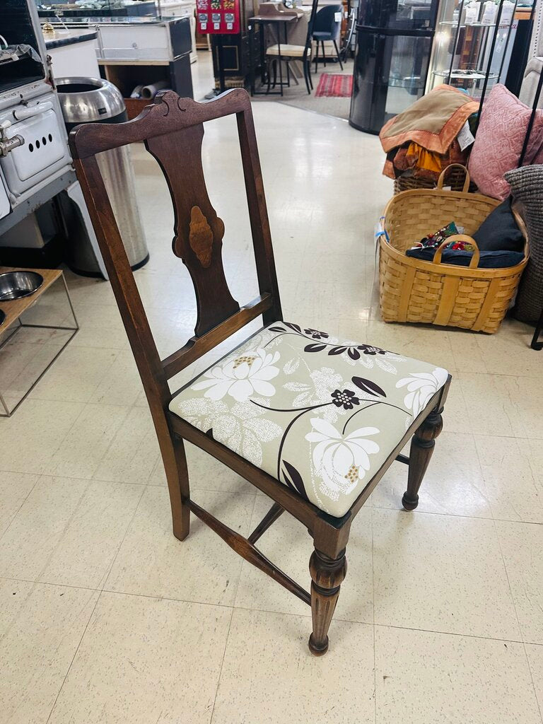 Wooden Upholstered Seat Chairs (pair)