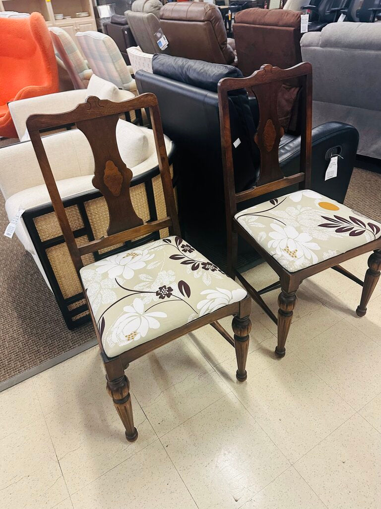 Wooden Upholstered Seat Chairs (pair)