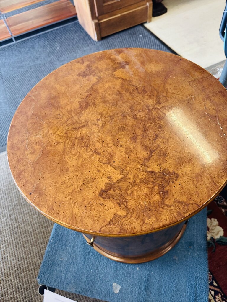Henredon Burl Drum Cabinet / End Table 21x25" H