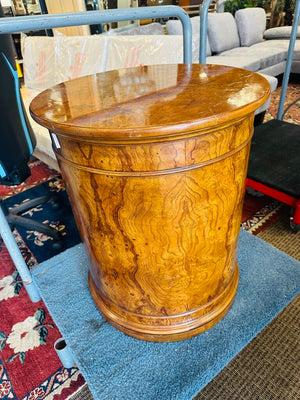 Henredon Burl Drum Cabinet / End Table 21x25" H