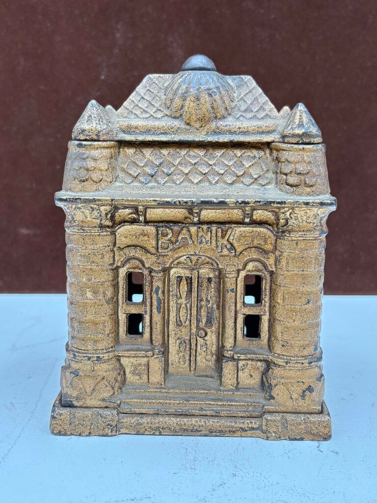 J.E. Stevens 1895 "Four Tower Bank Building" Cast Iron Bank (8Pcs)