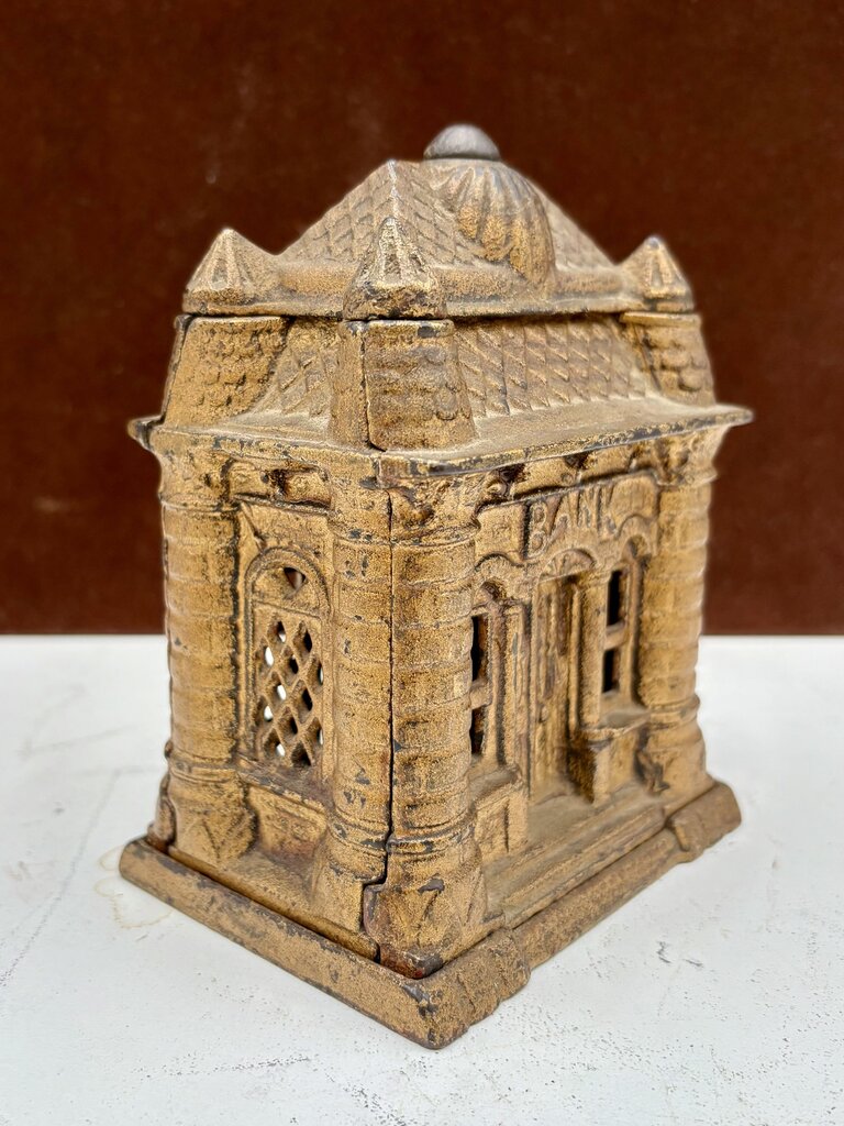 J.E. Stevens 1895 "Four Tower Bank Building" Cast Iron Bank (8Pcs)