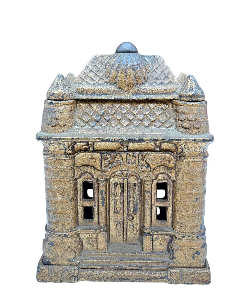 J.E. Stevens 1895 "Four Tower Bank Building" Cast Iron Bank (8Pcs) by Miss Daisy's Consignment & Auction House