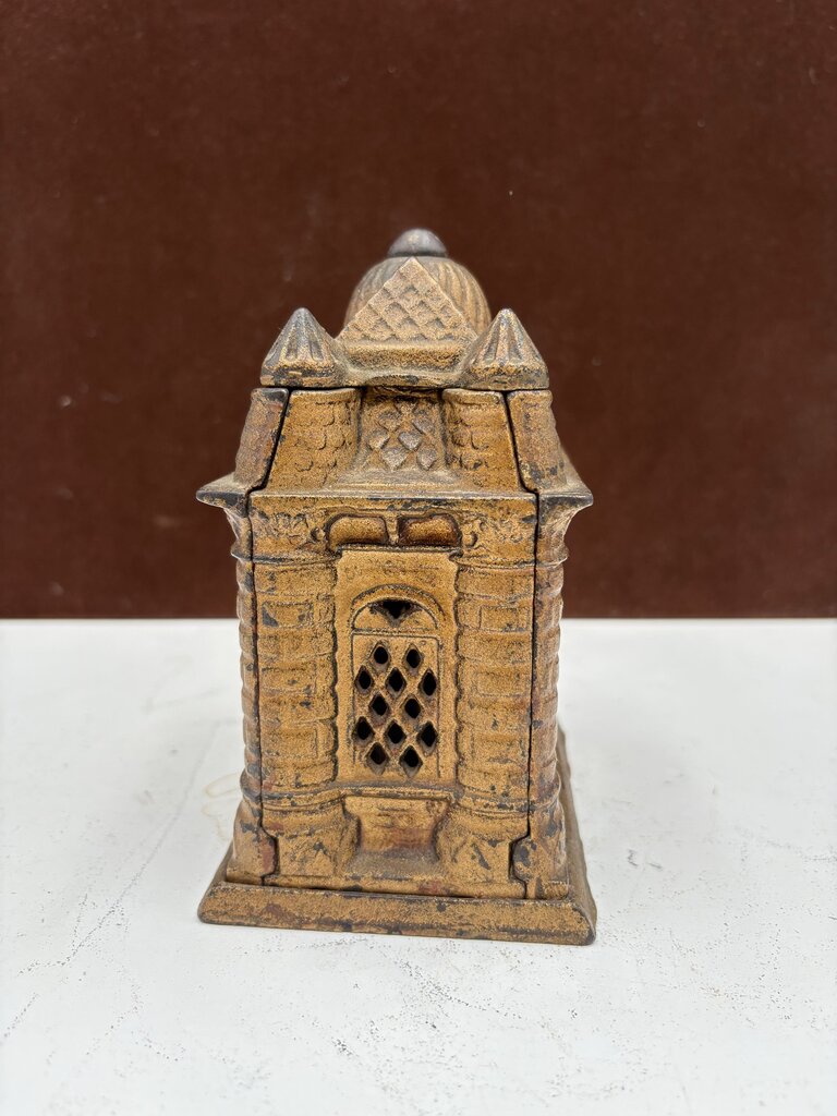 J.E. Stevens 1895 "Four Tower Bank Building" Cast Iron Bank (8Pcs)