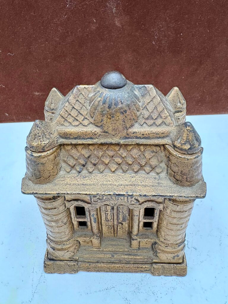J.E. Stevens 1895 "Four Tower Bank Building" Cast Iron Bank (8Pcs)