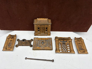 J.E. Stevens 1895 "Four Tower Bank Building" Cast Iron Bank (8Pcs)