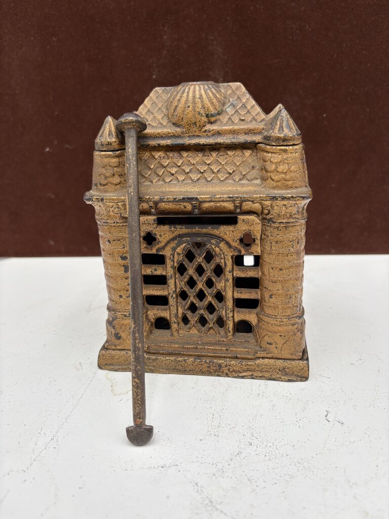 J.E. Stevens 1895 "Four Tower Bank Building" Cast Iron Bank (8Pcs)