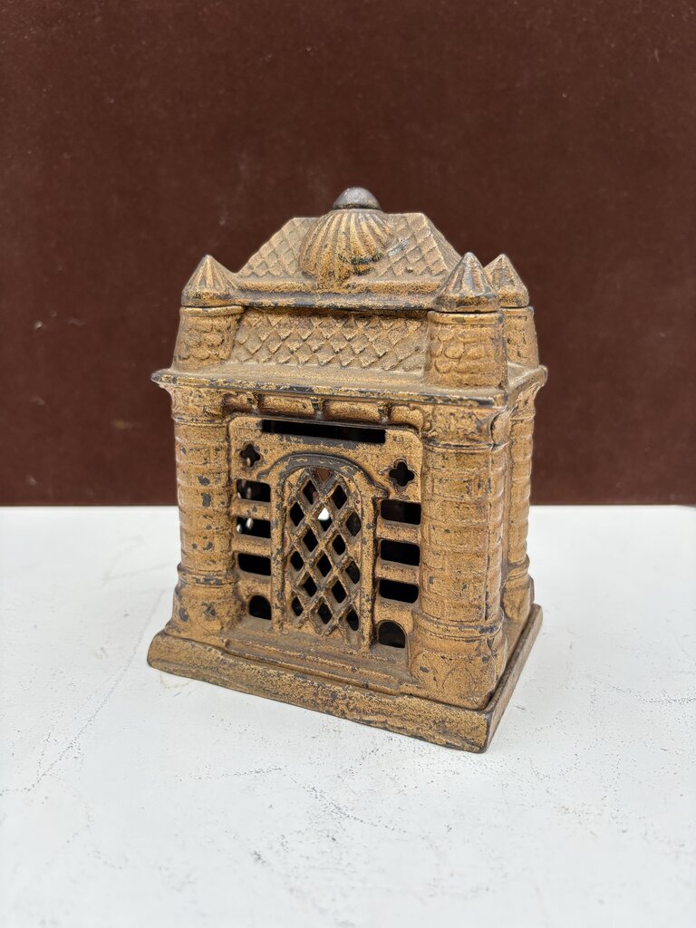 J.E. Stevens 1895 "Four Tower Bank Building" Cast Iron Bank (8Pcs)