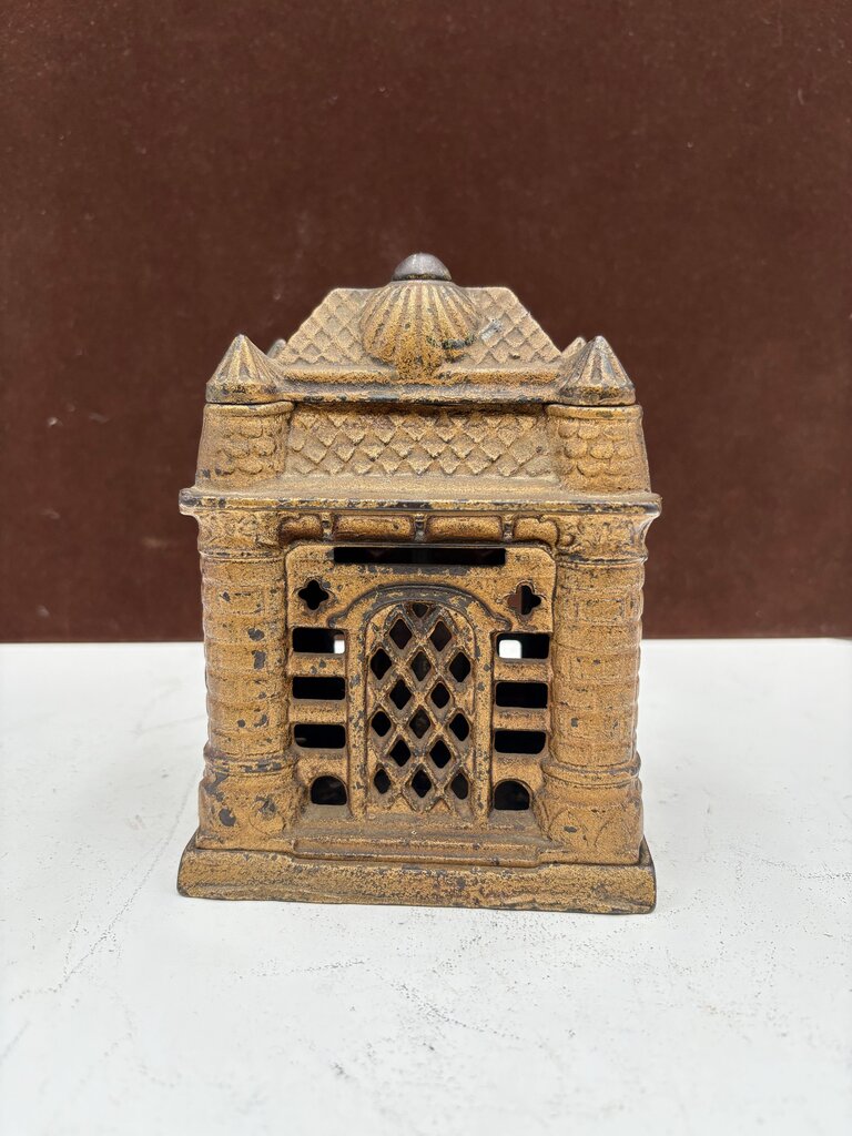 J.E. Stevens 1895 "Four Tower Bank Building" Cast Iron Bank (8Pcs)