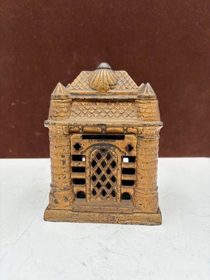 J.E. Stevens 1895 "Four Tower Bank Building" Cast Iron Bank (8Pcs)