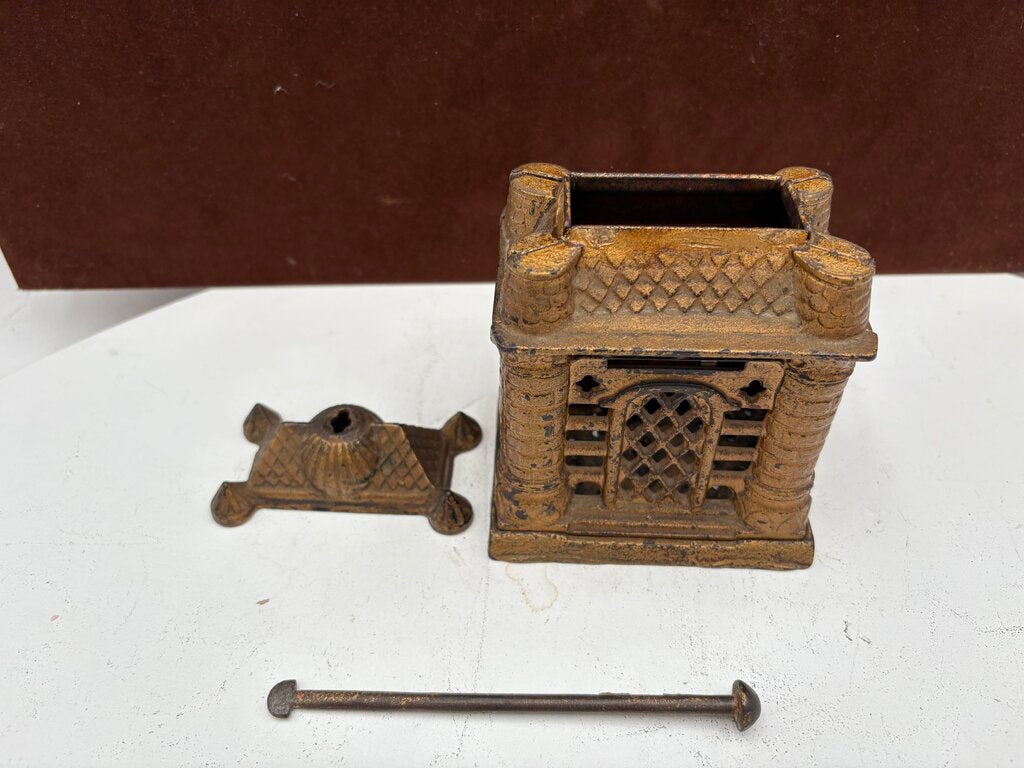 J.E. Stevens 1895 "Four Tower Bank Building" Cast Iron Bank (8Pcs)