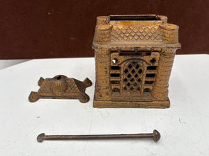 J.E. Stevens 1895 "Four Tower Bank Building" Cast Iron Bank (8Pcs)