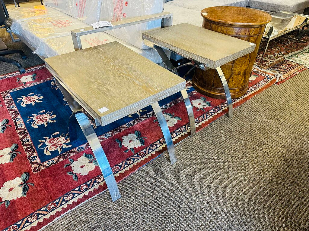 Modern Interlude Home Wood & Nickel Side Table 17x24x22