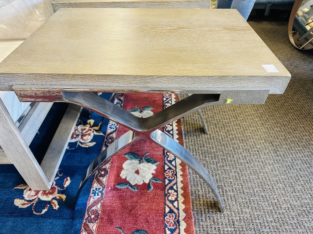 Modern Interlude Home Wood & Nickel Side Table 17x24x22