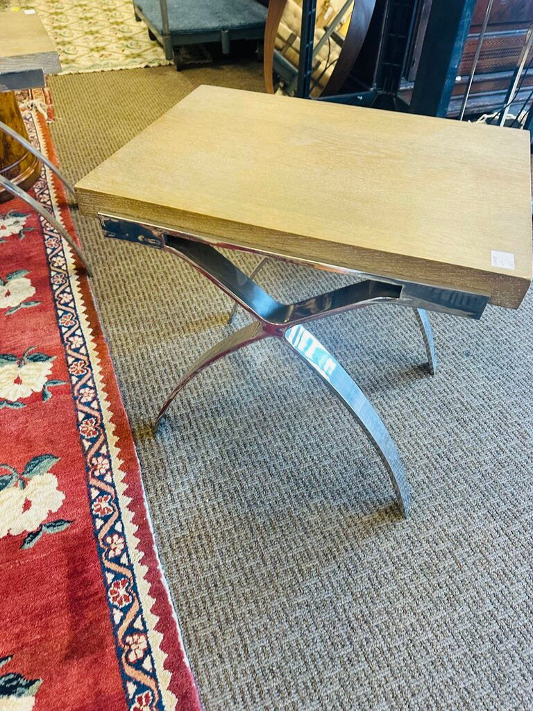 Modern Interlude Home Wood & Nickel Side Table 17x24x22