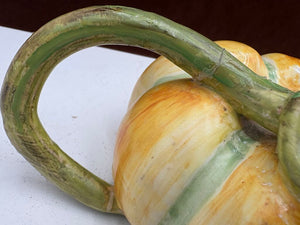 A.G. Italian Majolica Pumpkin Teapot Signed Bottom (No Lid)