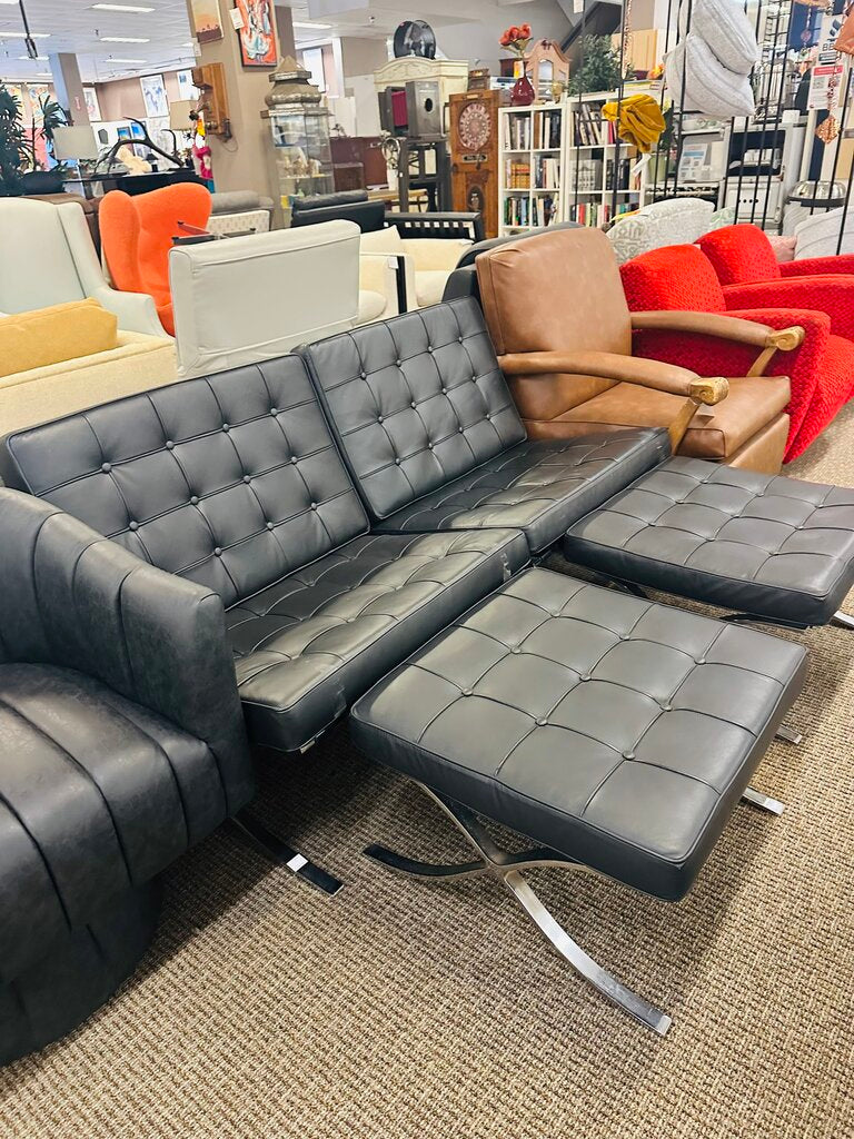 Van Der Rohe Barcelona Style Chair + Ottoman