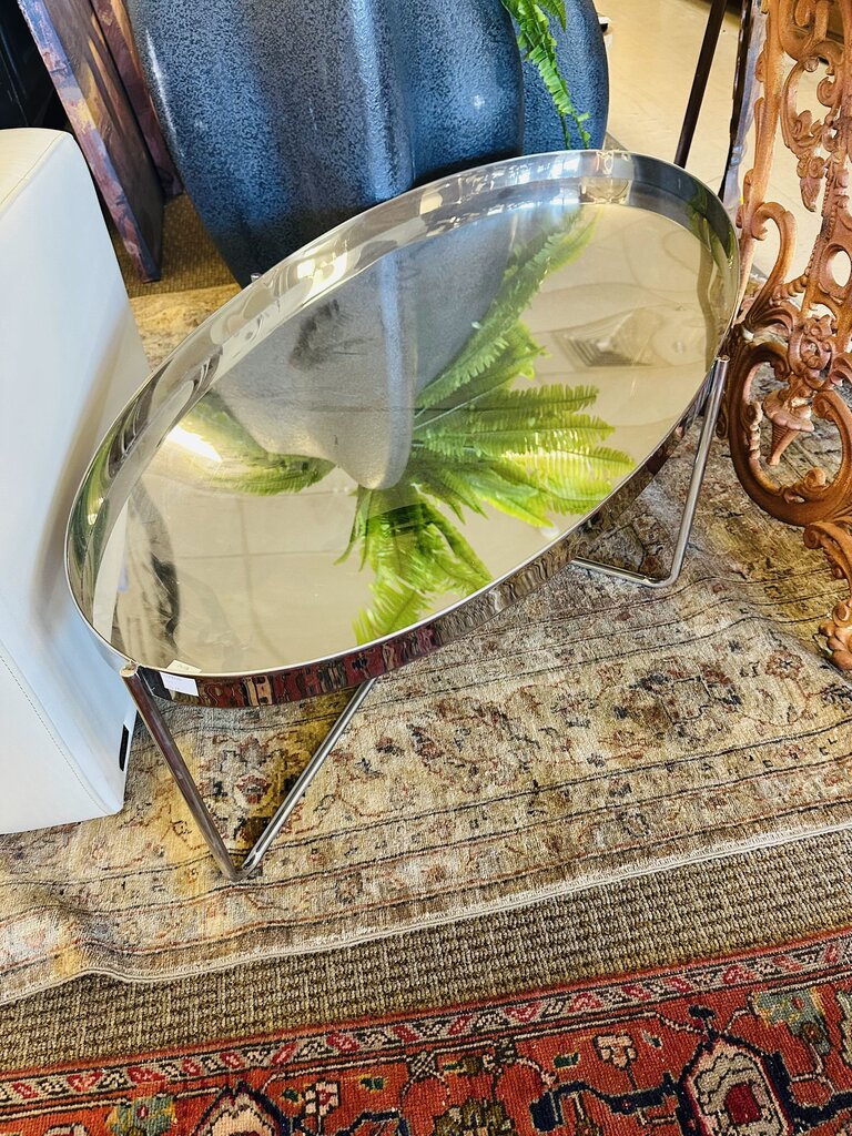Cattelan Italia Oval Mirrored Coffee Table orig. $1600 (53x27x16)
