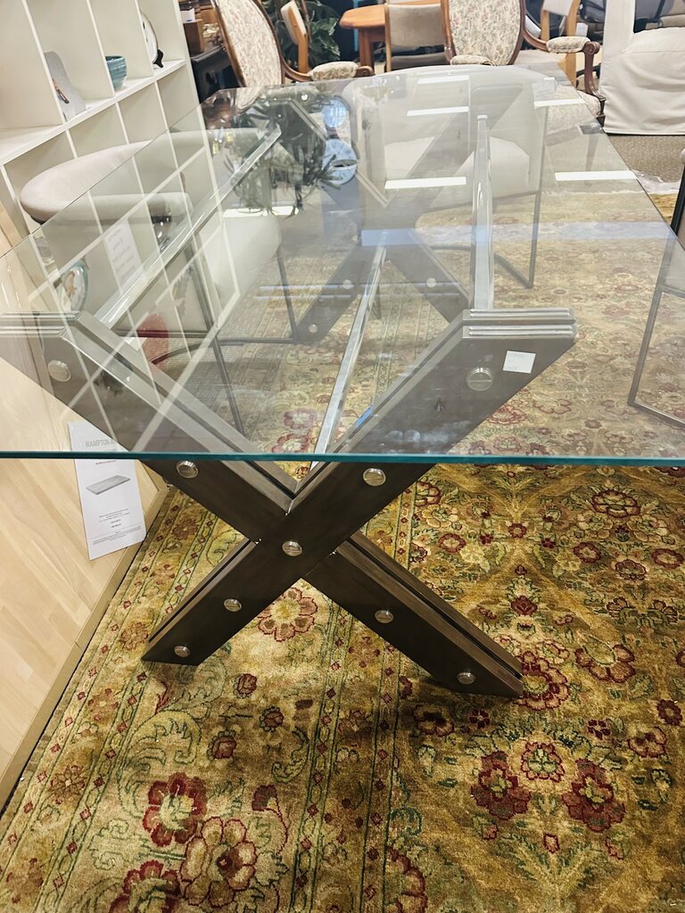 Restoration Hardware Rivet Glass Top Dining Table orig.$4200 ( 41x77)