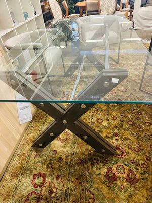 Restoration Hardware Rivet Glass Top Dining Table orig.$4200 ( 41x77)
