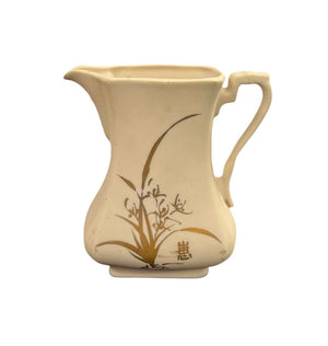 Sue Hue Bisque Beige & Gold Hand Painted Pitcher