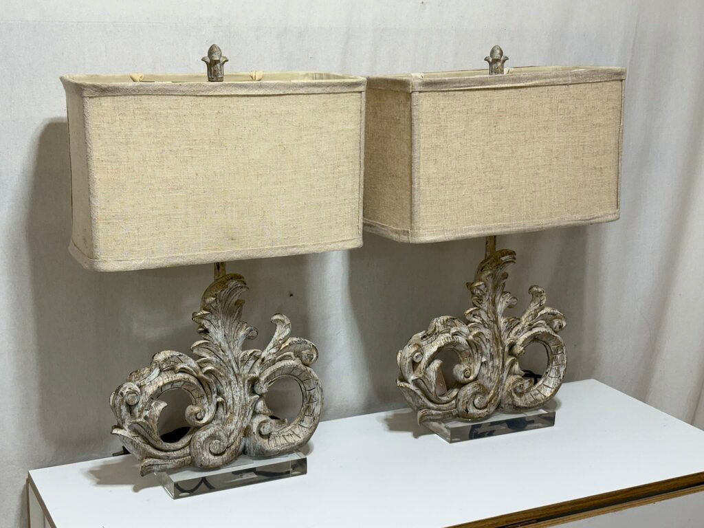 Dimaond Lighting Resin Cast Fleur de Lis Acrylic Base Table Lamp (PAIR)