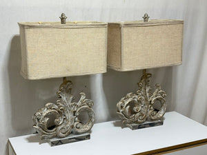Dimaond Lighting Resin Cast Fleur de Lis Acrylic Base Table Lamp (PAIR)