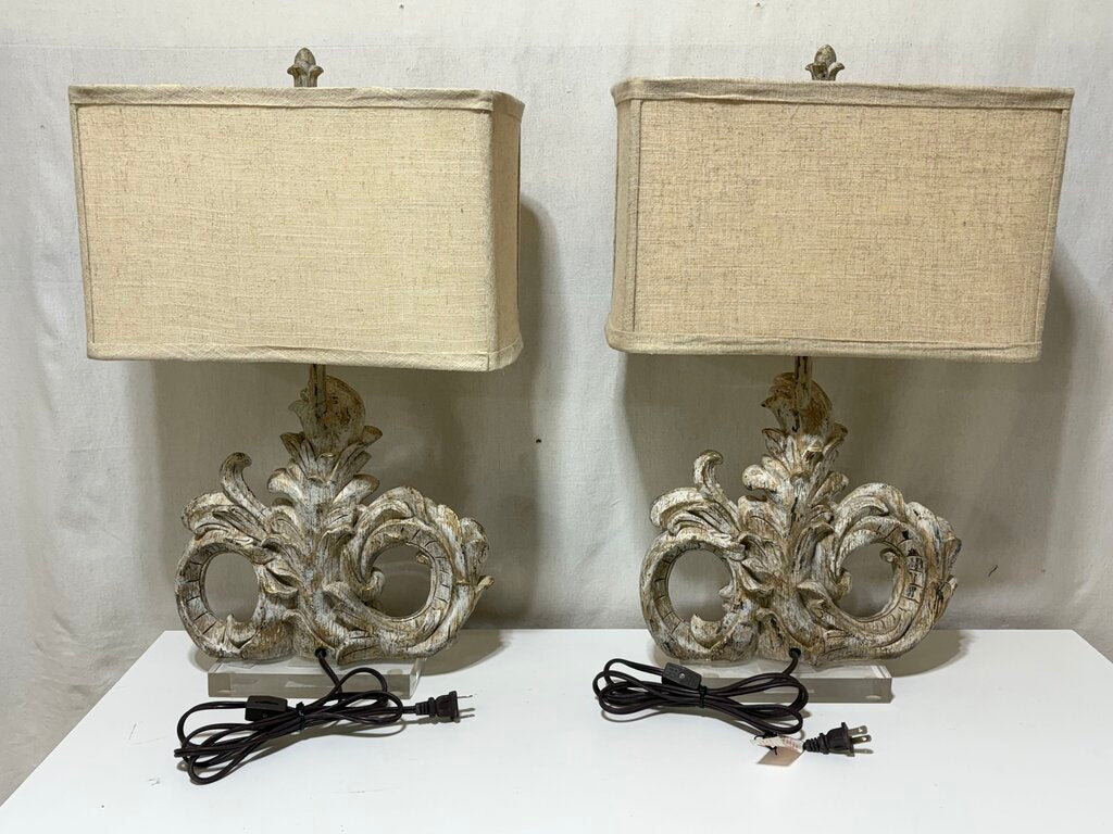 Dimaond Lighting Resin Cast Fleur de Lis Acrylic Base Table Lamp (PAIR)