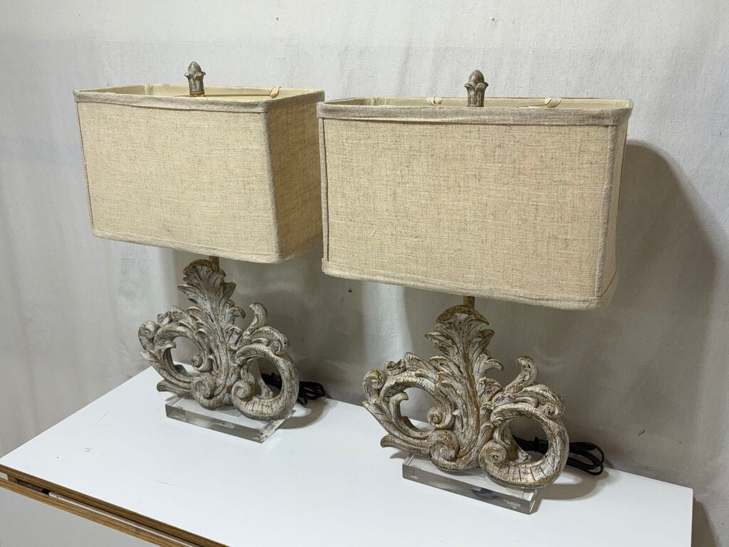 Dimaond Lighting Resin Cast Fleur de Lis Acrylic Base Table Lamp (PAIR)