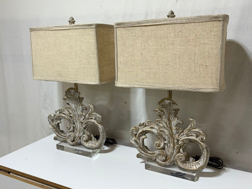 Dimaond Lighting Resin Cast Fleur de Lis Acrylic Base Table Lamp (PAIR)