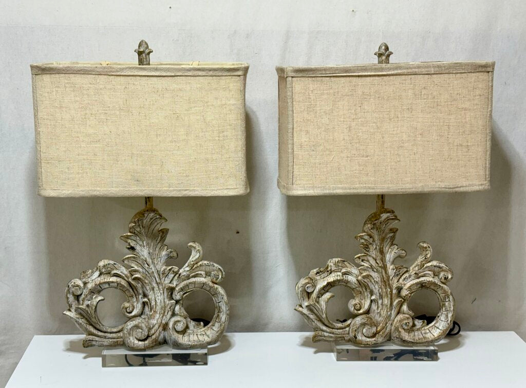 Dimaond Lighting Resin Cast Fleur de Lis Acrylic Base Table Lamp (PAIR)