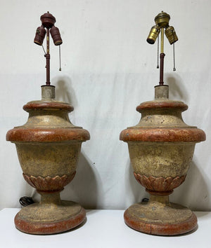 Faux Stone Composite Cast Urn Style 2 Light Table Lamp (PAIR) NO Shades