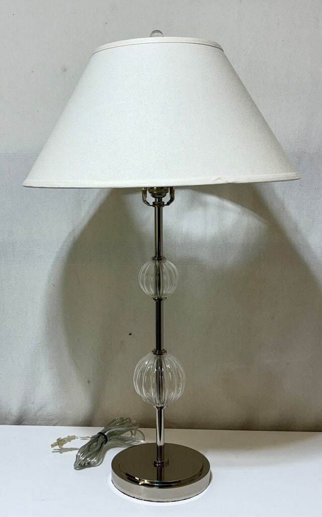 Chrome Double Stacked Crystal Ball Table Lamp