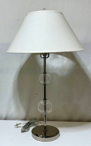 Chrome Double Stacked Crystal Ball Table Lamp