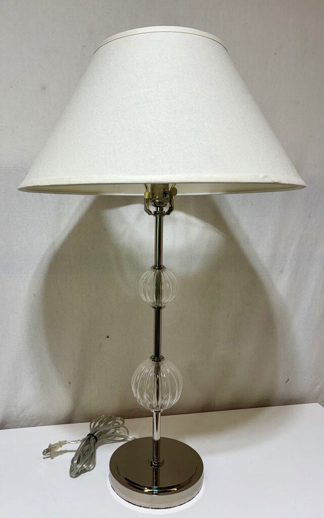 Chrome Double Stacked Crystal Ball Table Lamp