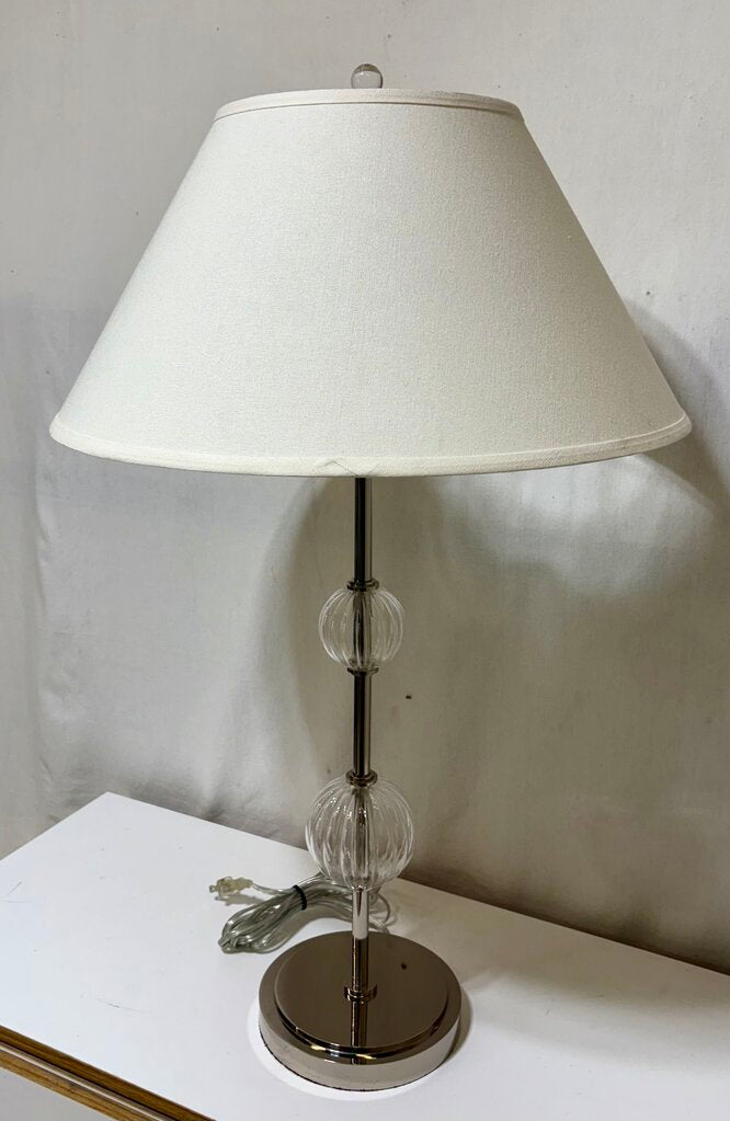 Chrome Double Stacked Crystal Ball Table Lamp