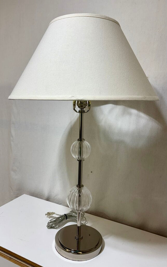 Chrome Double Stacked Crystal Ball Table Lamp