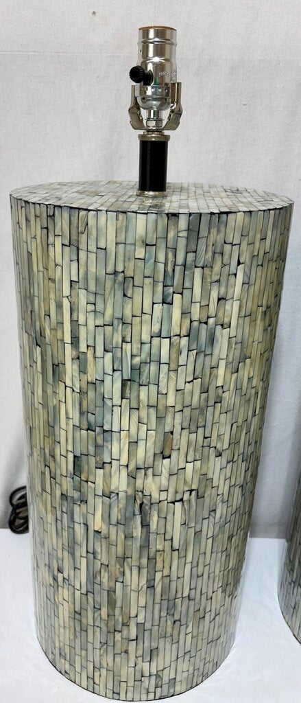 Faux Abalone Shell Cylinder Table Lamp (PAIR)