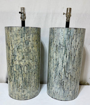 Faux Abalone Shell Cylinder Table Lamp (PAIR)