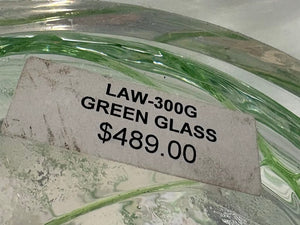 Chrome & Hand Blown Green Art Glass Table Lamp (PAIR)