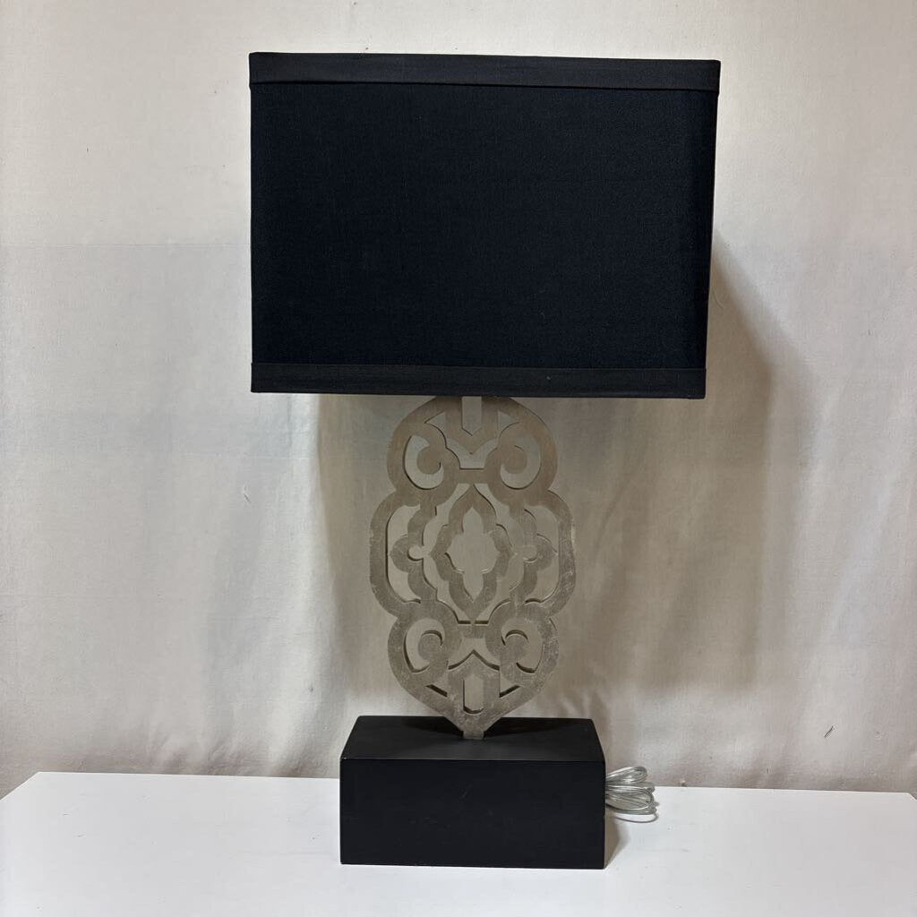 Silver & Black Metal Moroccan Style Table Lamp (PAIR)