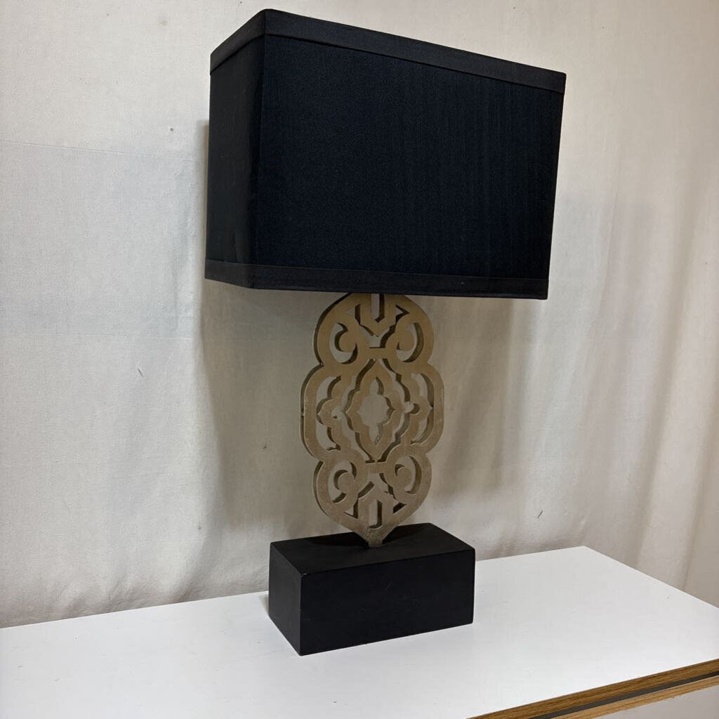 Silver & Black Metal Moroccan Style Table Lamp (PAIR)