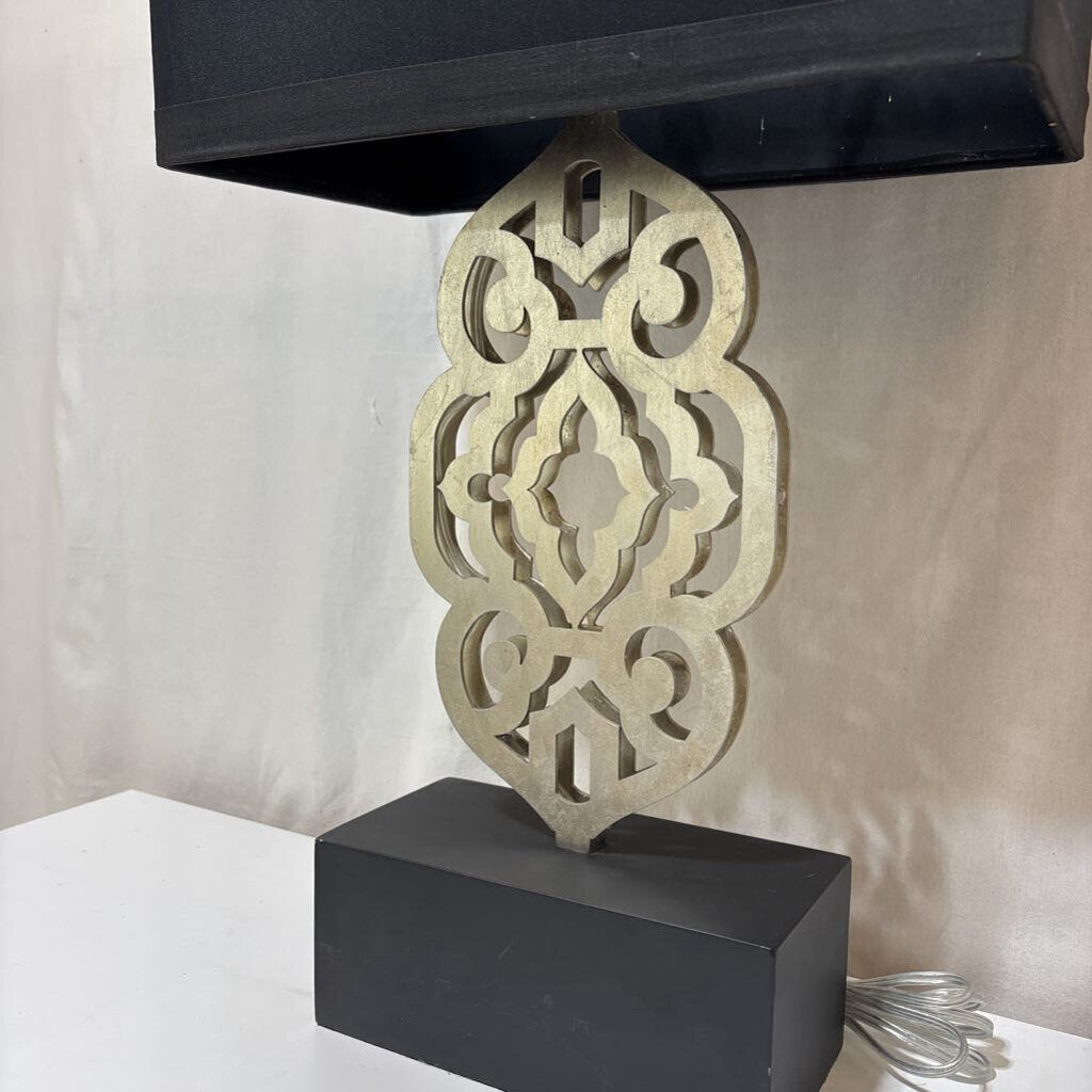 Silver & Black Metal Moroccan Style Table Lamp (PAIR)