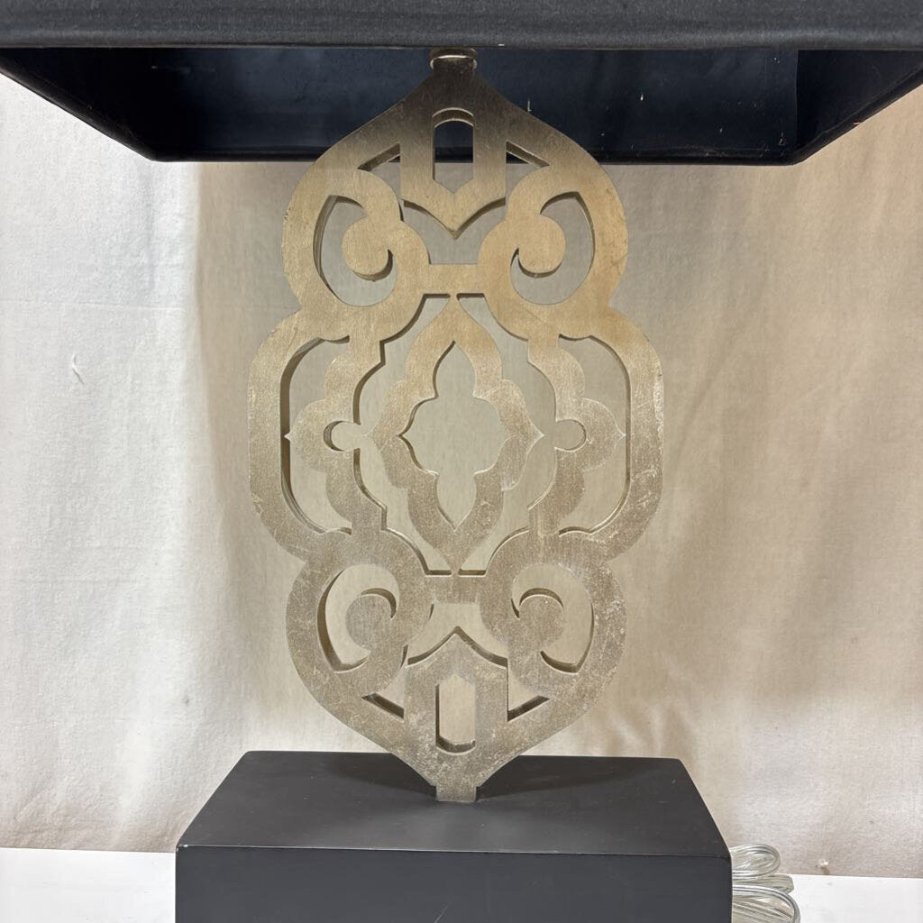 Silver & Black Metal Moroccan Style Table Lamp (PAIR)