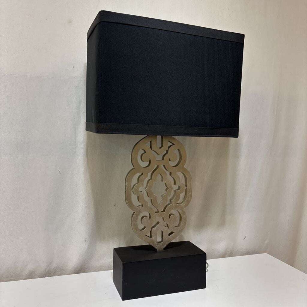 Silver & Black Metal Moroccan Style Table Lamp (PAIR)