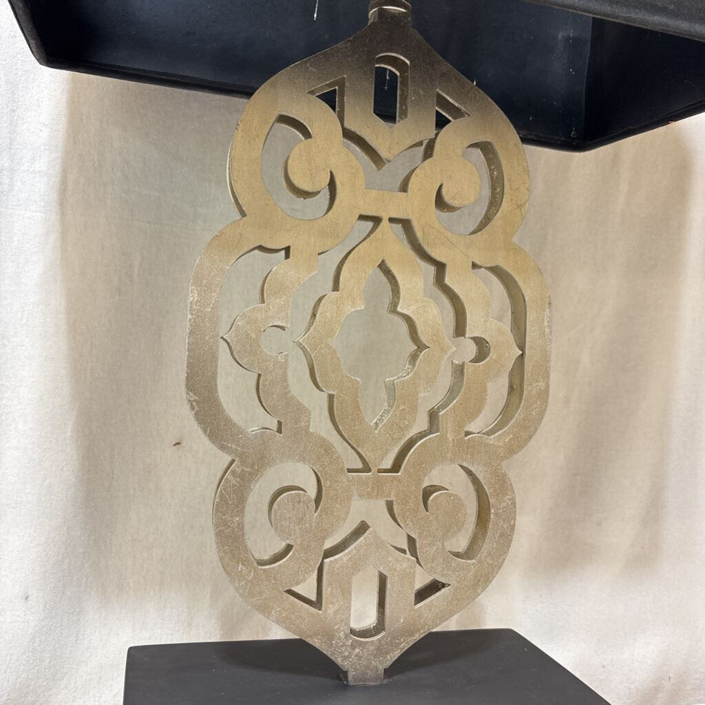 Silver & Black Metal Moroccan Style Table Lamp (PAIR)