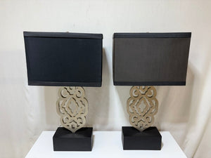 Silver & Black Metal Moroccan Style Table Lamp (PAIR)