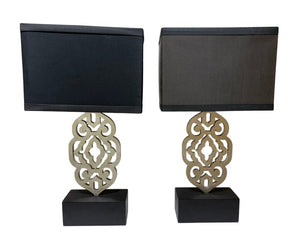 Silver & Black Metal Moroccan Style Table Lamp (PAIR) by Miss Daisy's Consignment & Auction House