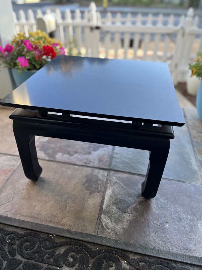 Black Lacquer Square Ming Style Side Table 22x22x15
